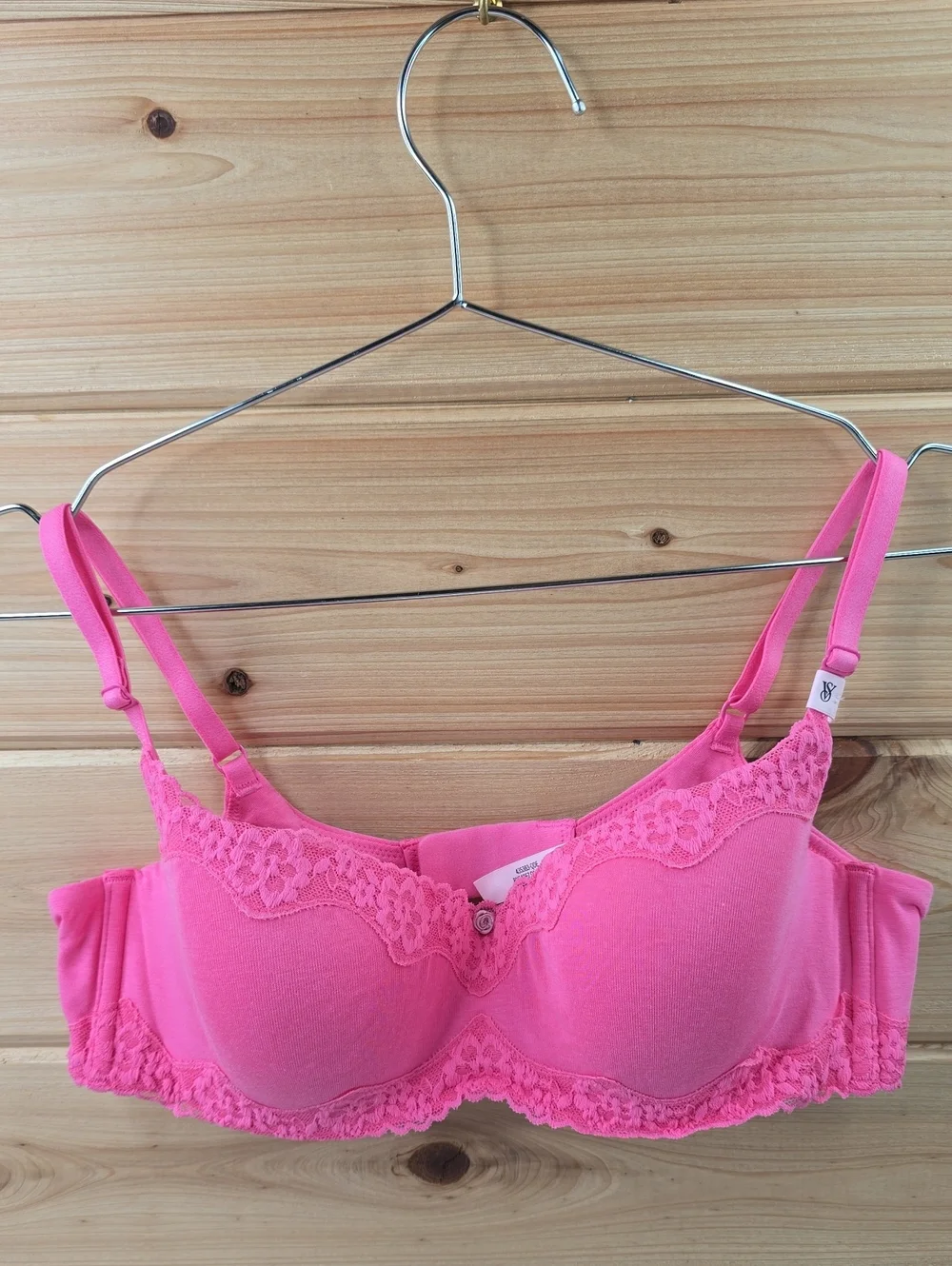 VS The T-Shirt Cotton Lace-Trim Lightly Lined Balconette Bra Sz 36B NWT - Picture 3 of 6